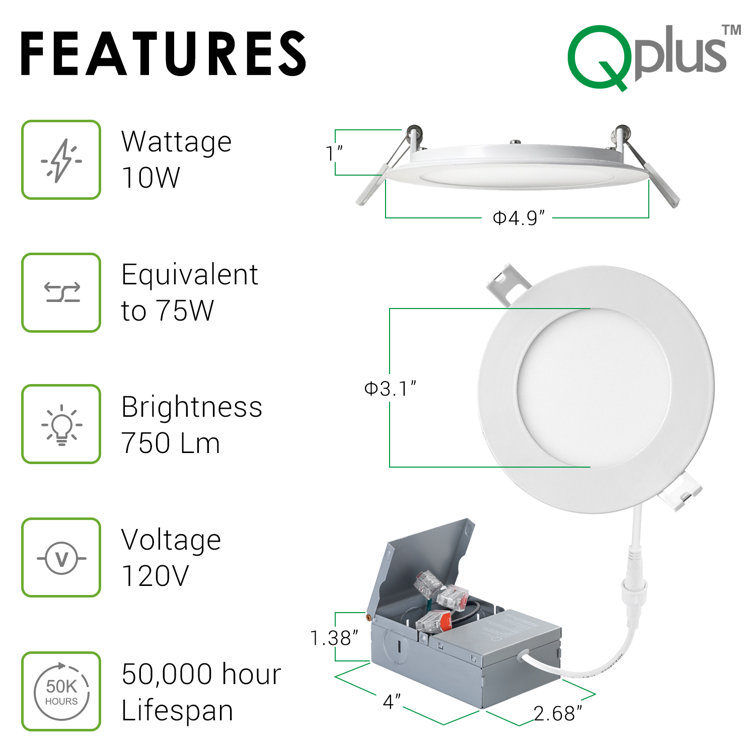 QPLUS 3.1" LED Standard Recessed Lighting Kit Wayfair Canada